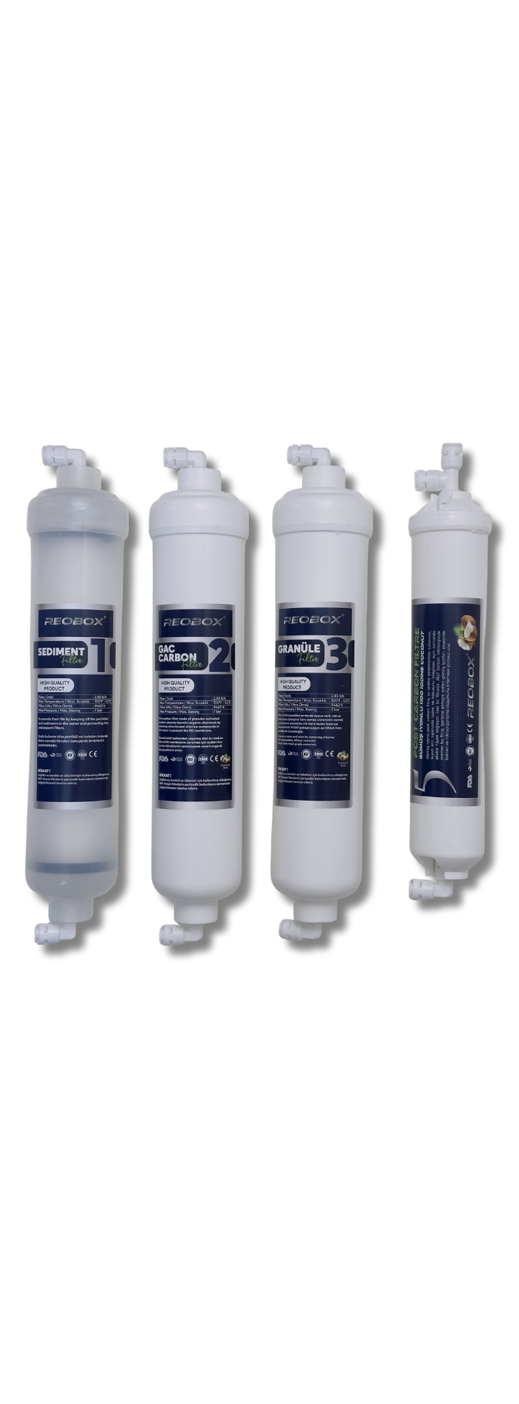 REOBOX 4'lü Filtre Seti – Gümüş İyonlu Post Karbon